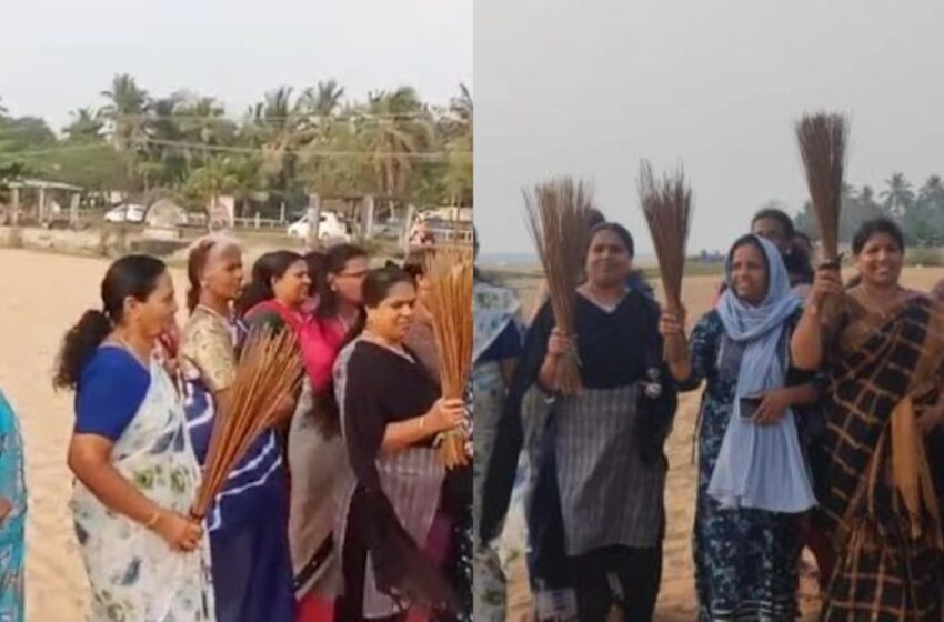  കോഴിക്കോട്    ബീച്ചിലെത്തിയ യുവതി യുവാക്കളെ ചൂലെടുത്ത് ഭീഷണിപ്പെടുത്തി മഹിളാ മോര്‍ച്ച