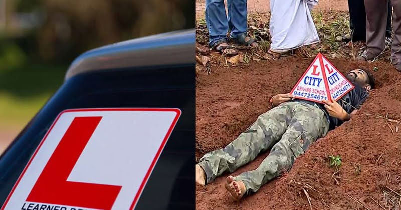  ഡ്രൈവിംഗ് ടെസ്റ്റുകൾ നടന്നില്ല; ടെസ്റ്റ് ഗ്രൗണ്ടിൽ കുഴിമാടം തീർത്ത് പ്രതിഷേധം