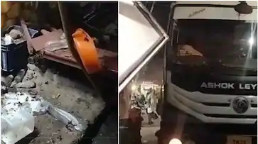 നിർത്തിയിട്ട ലോറി ഡ്രൈവറില്ലാതെ കടയിലേക്ക് ഇടിച്ചുകയറി