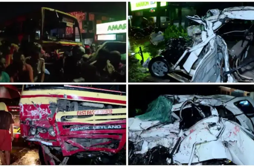  കാറും കെഎസ്ആർടിസി ബസും കൂട്ടിയിടിച്ച് അപകടം; അഞ്ച് മെഡിക്കൽ വിദ്യാർത്ഥികൾക്ക് ദാരുണാന്ത്യം, 2 പേർക്ക് പരിക്ക്